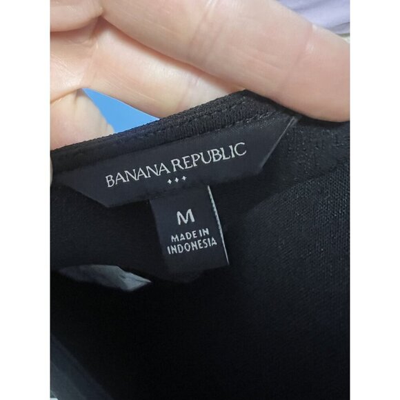 BANANA REPUBLIC Dress WOMEN MEDIUM BLACK Sleeveless Tiered Skirt V-Neckline - Picture 9 of 9